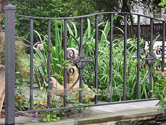 close up view of the custom iron fencing 