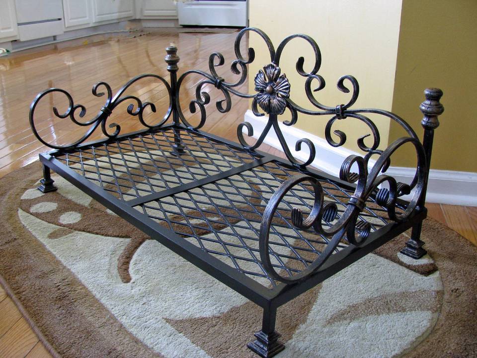 wide angle view of iron made pet bed