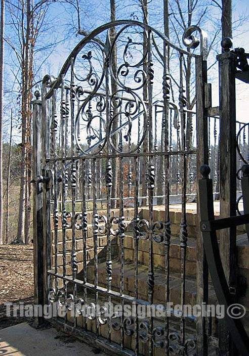 closeup view of the wrought iron gate 