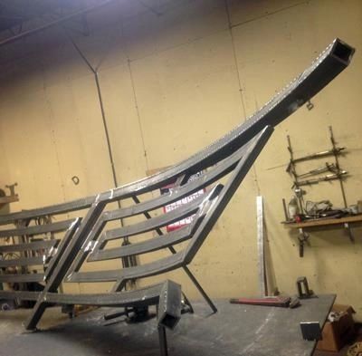 view of the custom iron railing design at the workshop