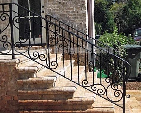 side view of the railing at the stairs