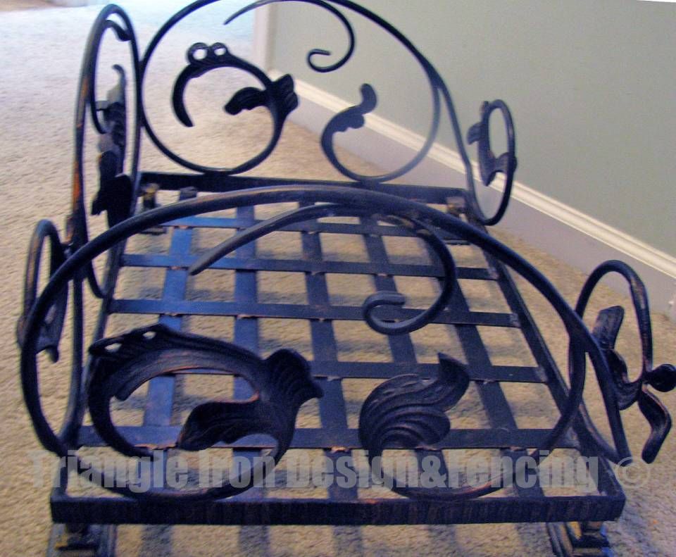 side view of wrought iron made pet bed