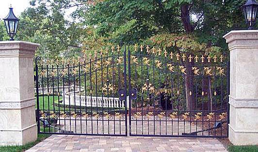 ornamental iron gate installed in the wall