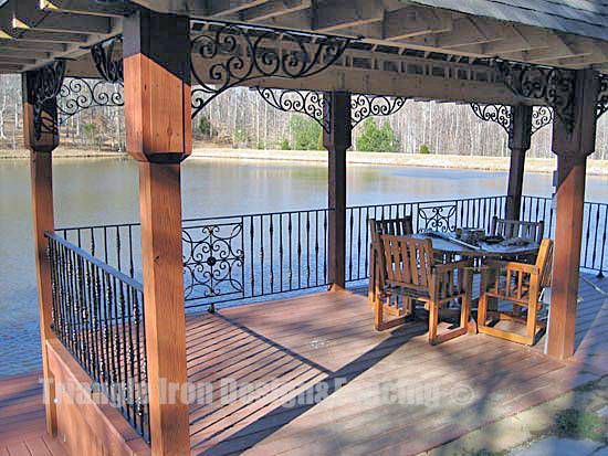 custom iron railing near lake