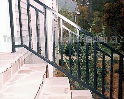 closeup view of the railing at the stairs