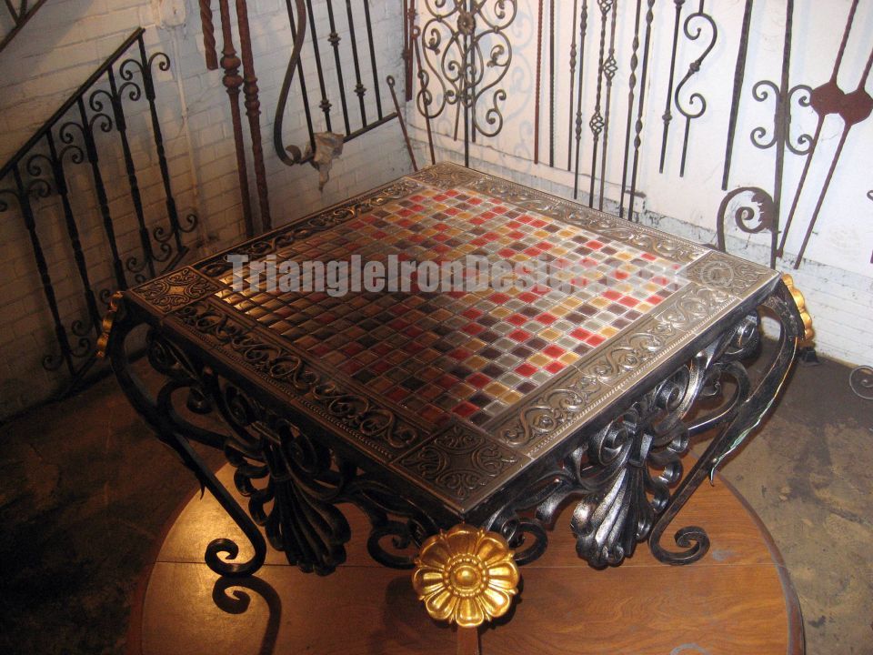 closeup view of the iron work table for the home decor