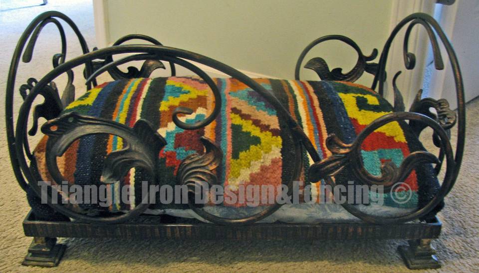closeup view of wrought iron made pet bed