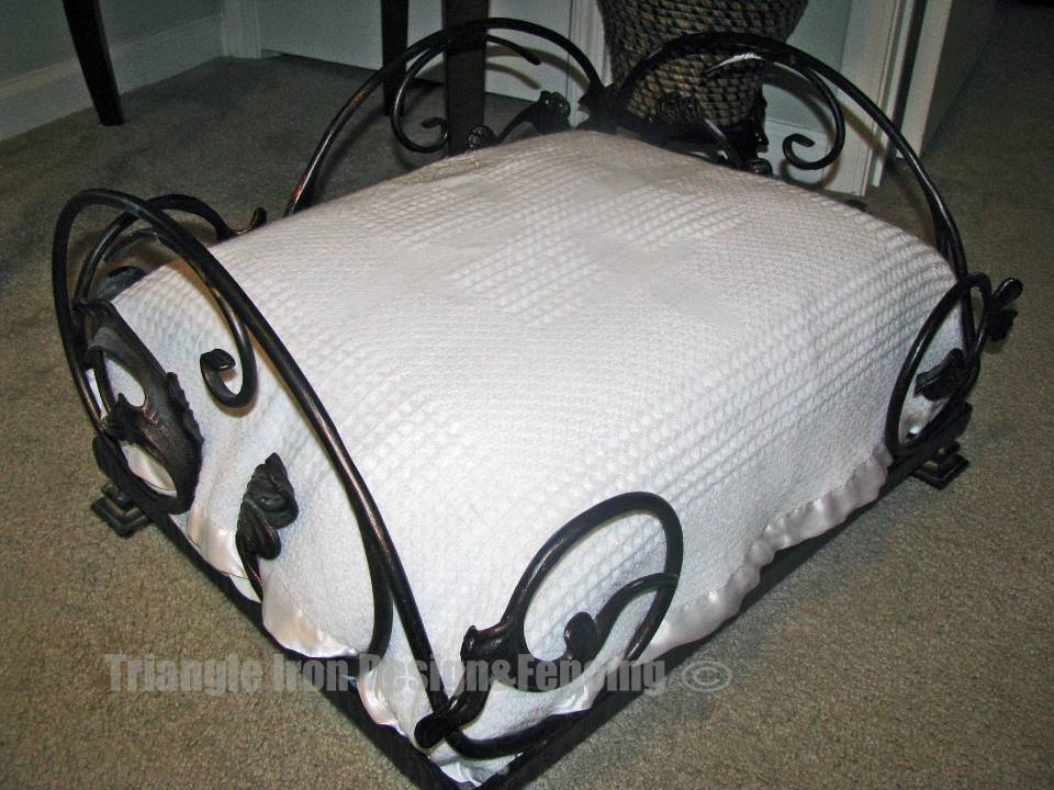 side view of custom made iron pet bed