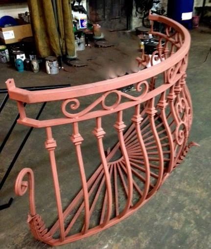 custom iron railing in the workshop